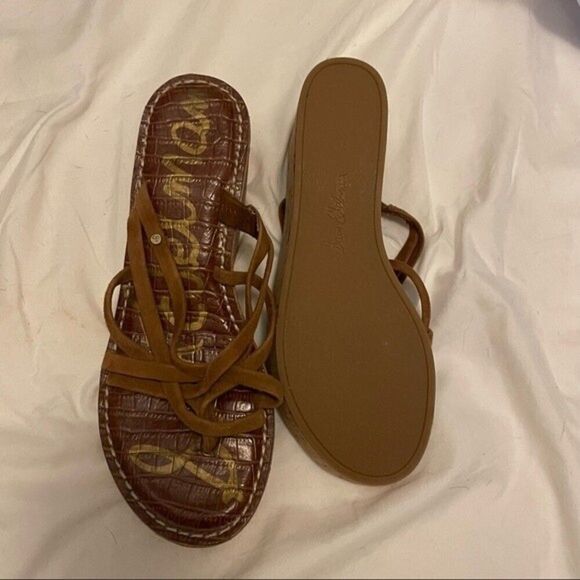 SAM EDELMAN wedge womens brown strappy reana cork wedge sandals 7.5 - Picture 5 of 6